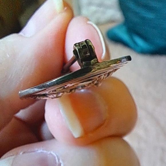 Vintage 14kt over Sterling Silver Symmetalic Floral Brooch - Picture 6 of 13